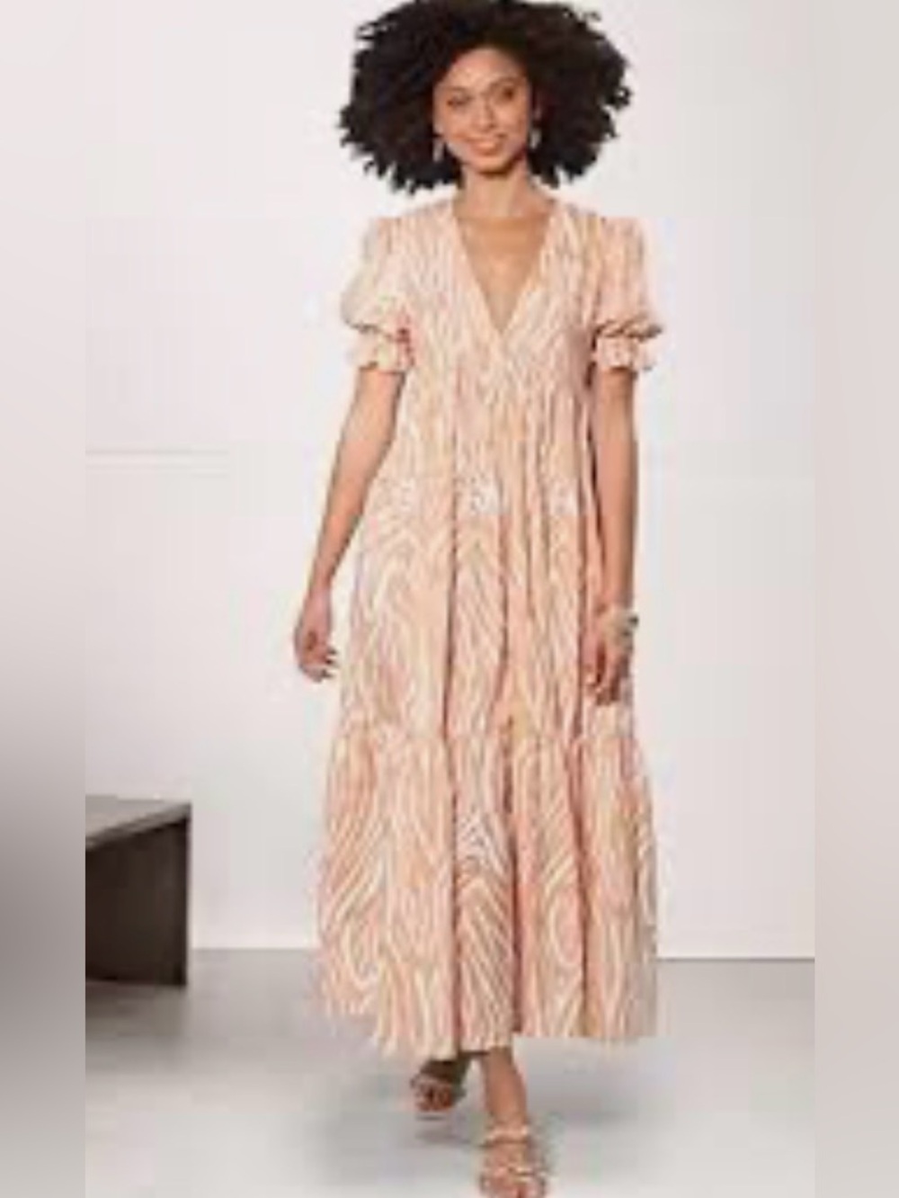 Entro Tiered Midi Dress Large